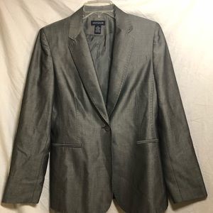 Ann Taylor Pant Suit, Metallic Grey Mohair Wool